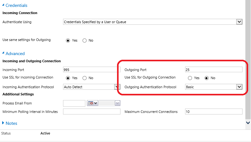 CRM 2013 Email Server Profile